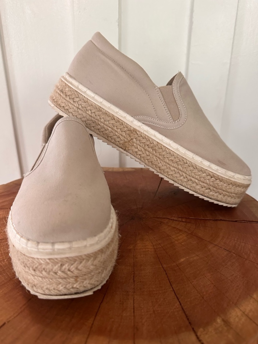 H&M Beige Espadrille Platform Slip-On Shoes